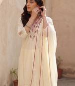 Women Ethnic Motifs Embroidered Regular Thread Work Pure Cotton Kurta with Trousers & With Dupatta