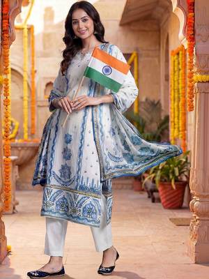 Women Ethnic Motifs Printed Regular Pure Cotton Kurta with Trousers & With Dupatta 1