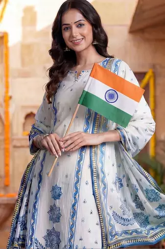 Women Ethnic Motifs Printed Regular Pure Cotton Kurta with Trousers & With Dupatta