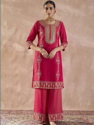 Women Ethnic Motifs Embroidered Regular Sequinned Kurta with Palazzos & With Dupatta 2