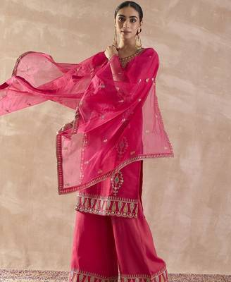 Women Ethnic Motifs Embroidered Regular Sequinned Kurta with Palazzos & With Dupatta 4