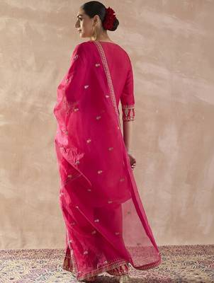 Women Ethnic Motifs Embroidered Regular Sequinned Kurta with Palazzos & With Dupatta 5