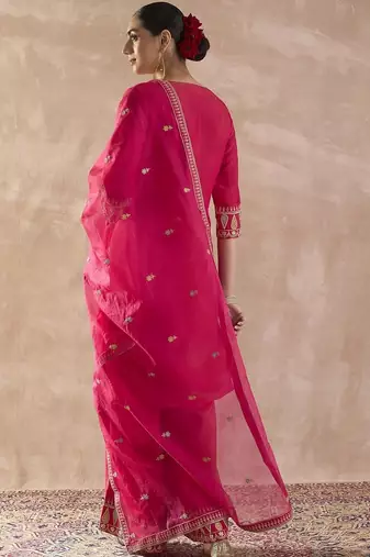 Women Ethnic Motifs Embroidered Regular Sequinned Kurta with Palazzos & With Dupatta