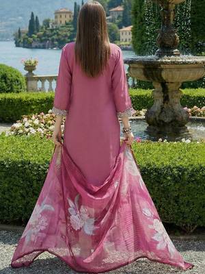 Women Floral Embroidered Regular Thread Work Kurta with Trousers & With Dupatta 3