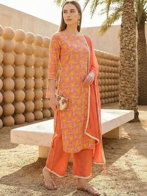Women Floral Printed Regular Kurta with Palazzos & With Dupatta 1