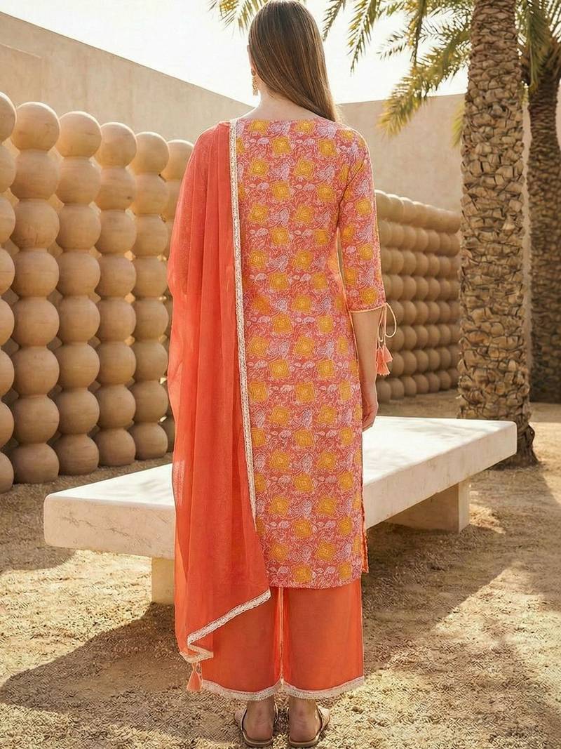 Women Floral Printed Regular Kurta with Palazzos & With Dupatta