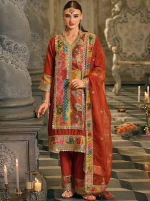 Women Ethnic Motifs Printed Regular Sequinned Kurta with Trousers & With Dupatta 1