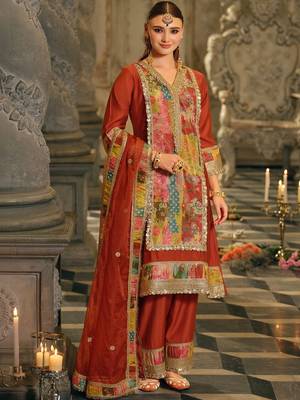 Women Ethnic Motifs Printed Regular Sequinned Kurta with Trousers & With Dupatta 3