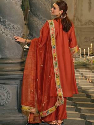 Women Ethnic Motifs Printed Regular Sequinned Kurta with Trousers & With Dupatta 5