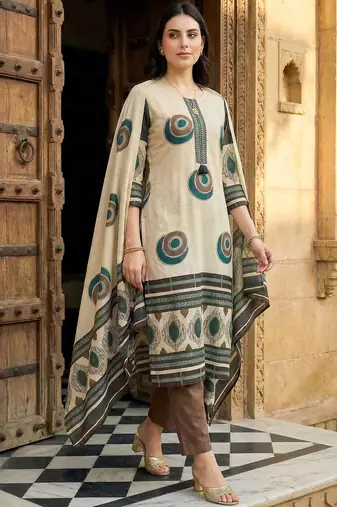 Women Printed Regular Pure Cotton Kurta with Trousers & With Dupatta