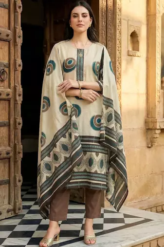 Women Printed Regular Pure Cotton Kurta with Trousers & With Dupatta