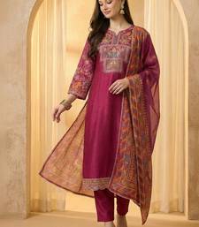 Women Ethnic Motifs Embroidered Regular Sequinned Kurta with Trousers & With Dupatta