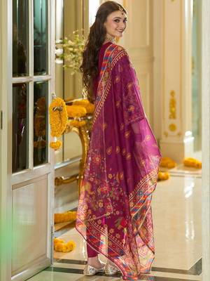 Women Ethnic Motifs Embroidered Regular Sequinned Kurta with Trousers & With Dupatta 4