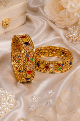 Navrang Stone Filigree Openable Bangles 2