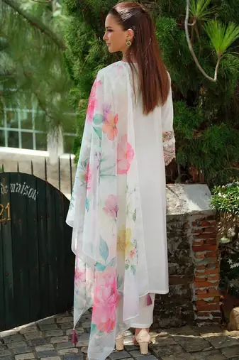 Women Floral Embroidered Regular Thread Work Kurta with Trousers & With Dupatta