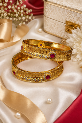 Ruby Kundan Gold Work Bangles 2