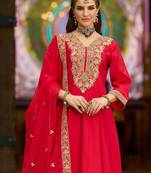 Women Ethnic Motifs Embroidered Regular Thread Work Kurta with Trousers & With Dupatta
