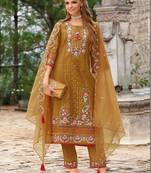 Women Floral Embroidered Regular Thread Work Kurta with Trousers & With Dupatta