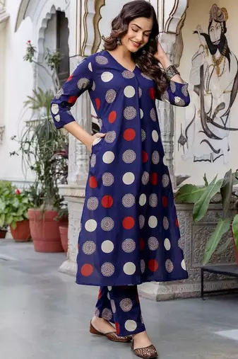 Women Printed Regular Pure Cotton Kurta with Trousers