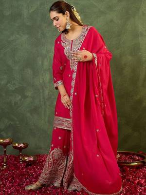 Women Ethnic Motifs Embroidered Regular Kurta with Sharara & With Dupatta 1
