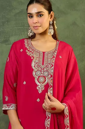 Women Ethnic Motifs Embroidered Regular Kurta with Sharara & With Dupatta
