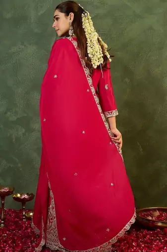 Women Ethnic Motifs Embroidered Regular Kurta with Sharara & With Dupatta