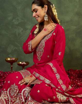 Women Ethnic Motifs Embroidered Regular Kurta with Sharara & With Dupatta 6