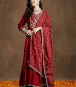 Women Ethnic Motifs Embroidered Panelled Thread Work Kurta with Trousers & With Dupatta