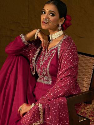 Women Ethnic Motifs Embroidered Panelled Thread Work Kurta with Trousers & With Dupatta 2