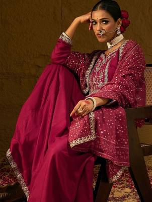 Women Ethnic Motifs Embroidered Panelled Thread Work Kurta with Trousers & With Dupatta 3