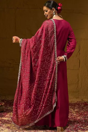 Women Ethnic Motifs Embroidered Panelled Thread Work Kurta with Trousers & With Dupatta