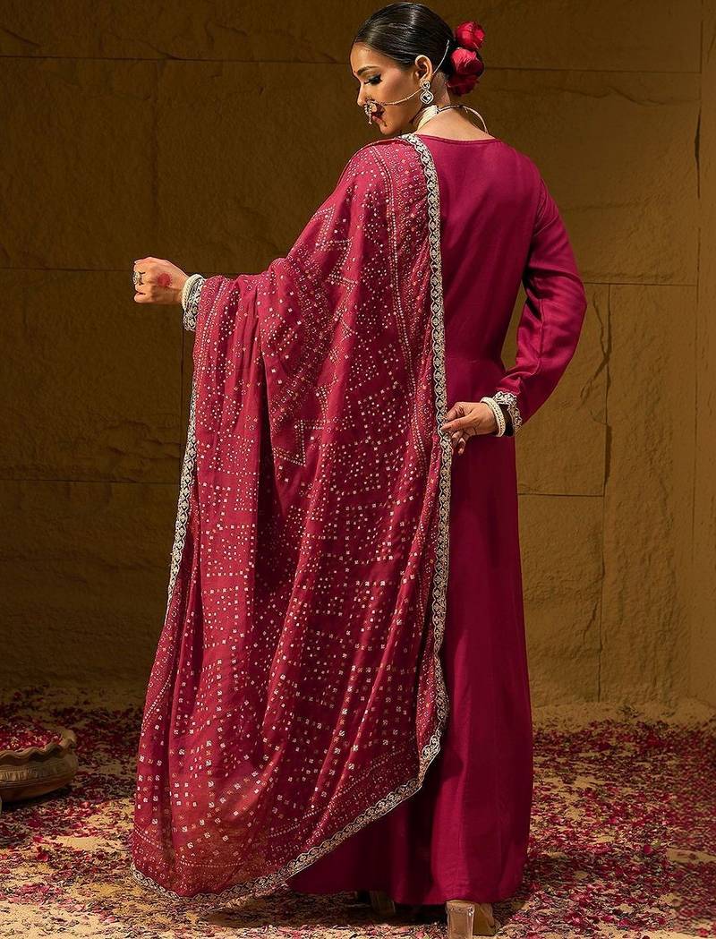 Women Ethnic Motifs Embroidered Panelled Thread Work Kurta with Trousers & With Dupatta