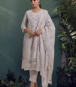 Women Floral Embroidered Regular Thread Work Pure Cotton Kurta with Trousers & With Dupatta