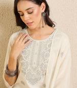 Women Ethnic Motifs Embroidered Regular Thread Work Pure Cotton Kurta with Trousers & With Dupatta