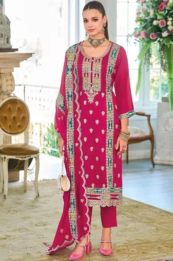 Women Ethnic Motifs Embroidered Kurta with Trousers & Dupatta