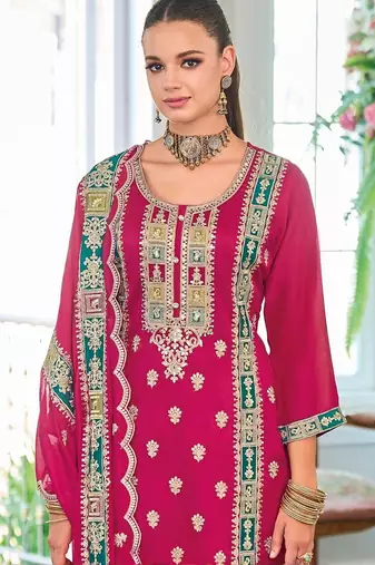 Women Ethnic Motifs Embroidered Kurta with Trousers & Dupatta