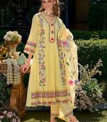 Floral Embroidered Thread Work Pure Cotton Kurta With Trousers & Dupatta