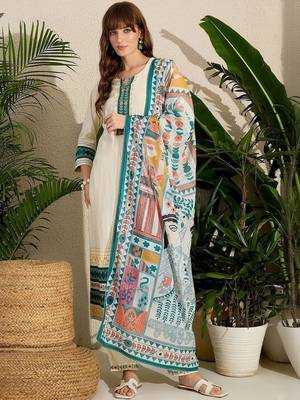 Women Ethnic Motifs Embroidered Regular Kurta with Trousers & With Dupatta 1
