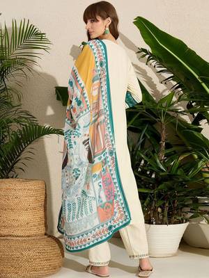 Women Ethnic Motifs Embroidered Regular Kurta with Trousers & With Dupatta 4