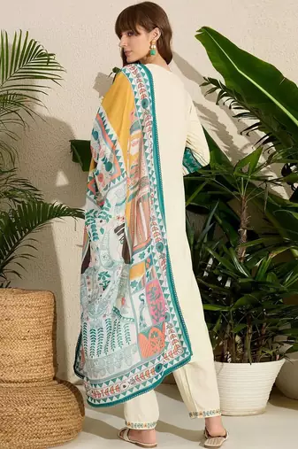 Women Ethnic Motifs Embroidered Regular Kurta with Trousers & With Dupatta