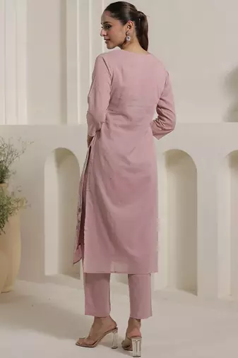 Women Solid Cotton Kurta with Trousers & Dupatta