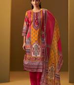 Ethnic Motifs Printed Thread Work Straight Kurta With Trousers & Dupatta