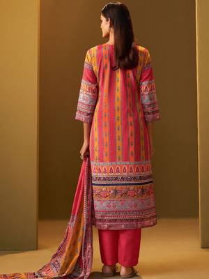 Ethnic Motifs Printed Thread Work Straight Kurta With Trousers & Dupatta 4
