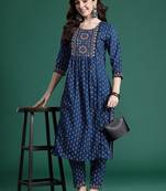 Women Ethnic Motif Printed Pure Cotton A-Line Kurta Set