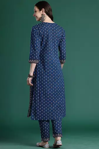 Women Ethnic Motif Printed Pure Cotton A-Line Kurta Set