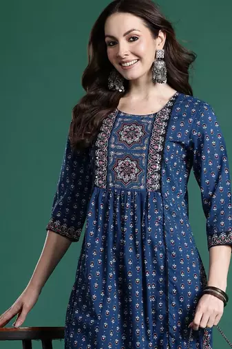 Women Ethnic Motif Printed Pure Cotton A-Line Kurta Set