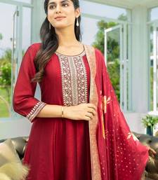 Ethnic Motifs Embroidered Sequinned A Line Kurta With Trousers & Dupatta