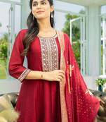 Ethnic Motifs Embroidered Sequinned A Line Kurta With Trousers & Dupatta
