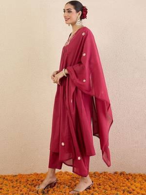 Women Regular Sequinned Pure Cotton Kurta with Trousers & Dupatta 3