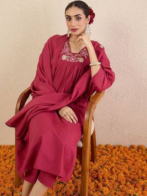 Women Regular Sequinned Pure Cotton Kurta with Trousers & Dupatta 7